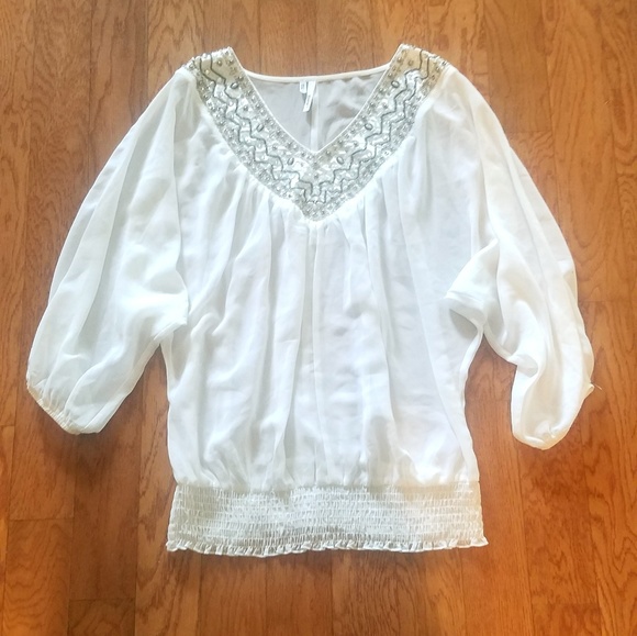 Tops - Sheer beaded top